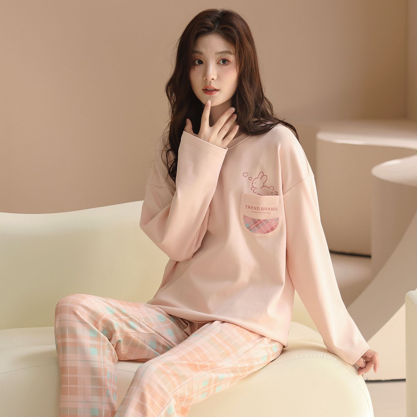 100%纯棉睡衣女春秋季长袖韩版学生卡通可外穿全棉秋冬家居服套装