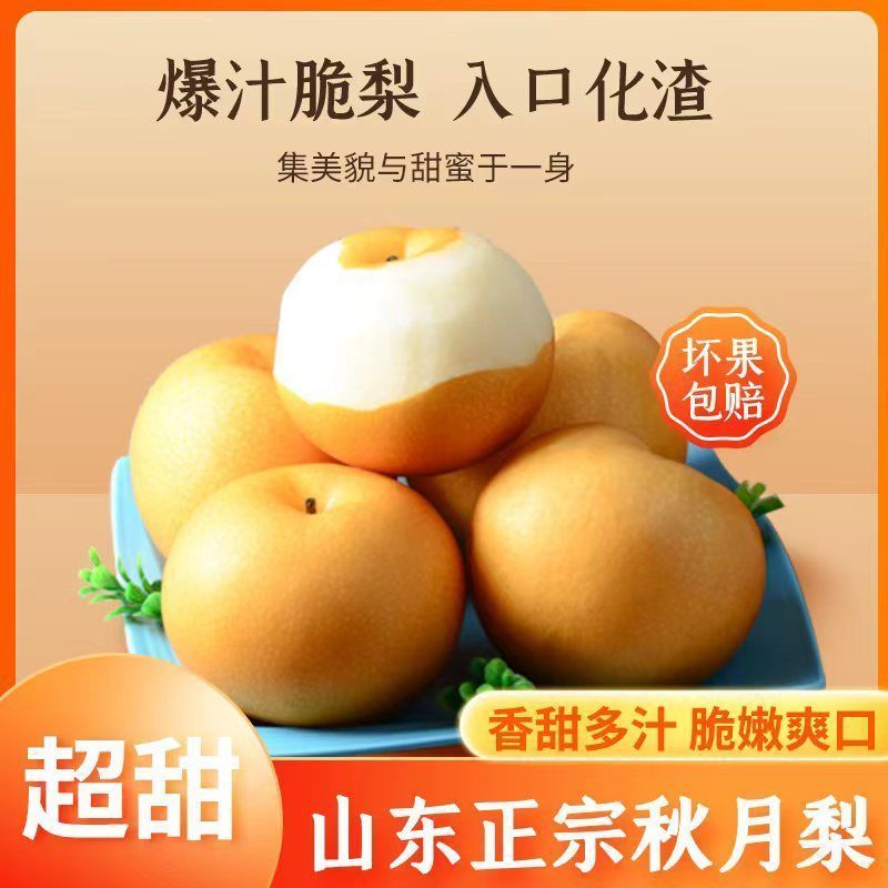 秋月正宗山东当季多汁新鲜水果产地冰糖整箱梨子薄皮批发包邮