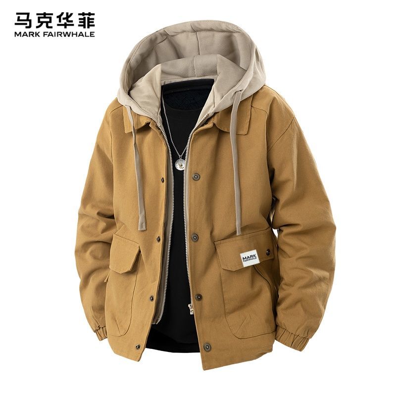【马克华菲】假两件工装夹克男女休闲宽松帅气潮牌百搭纯棉工装外套