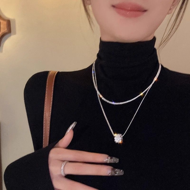设计感双层叠戴满天星小蛮腰项链女新款高级感气质锁骨链毛衣配饰