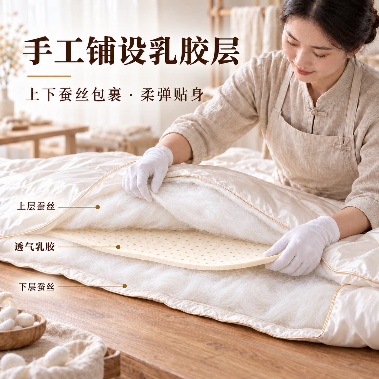 望来居A类加厚进口乳胶被芯丨春秋被加厚冬被蚕丝家用学生宿舍01