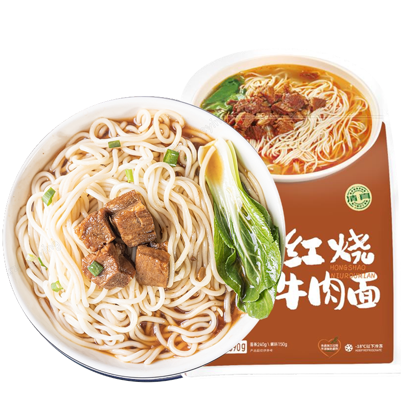 春花邱食 牛骨清汤面410g*4袋非油炸自带大块牛肉料理包