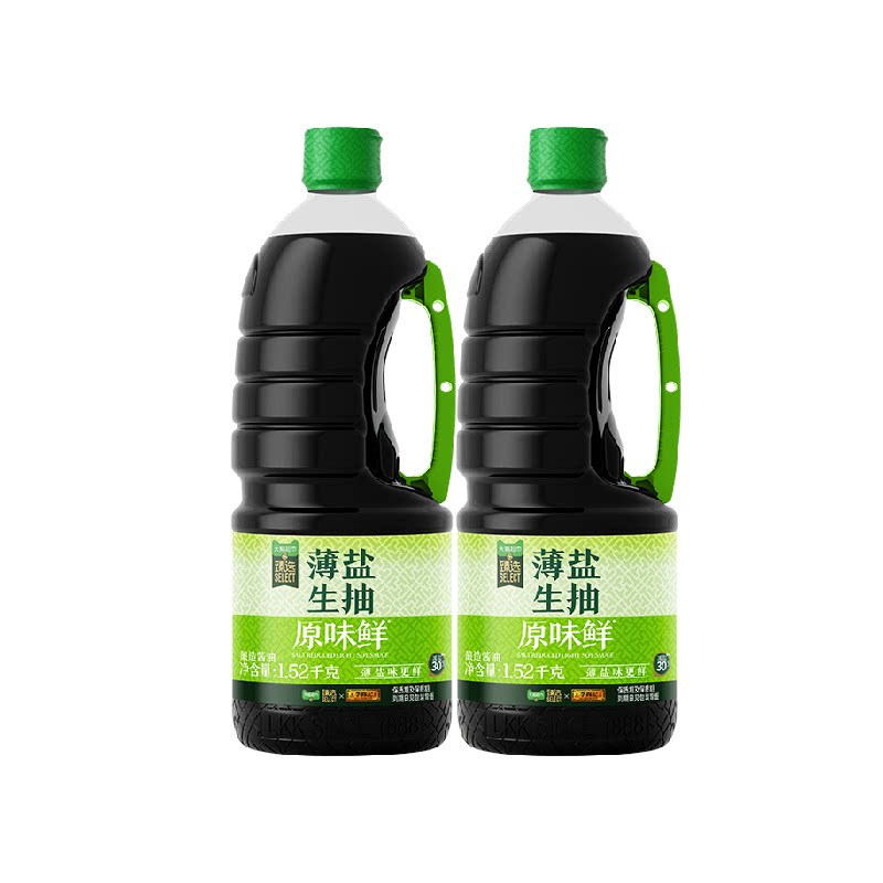 猫超臻选薄盐生抽原味鲜1.52kg*2瓶李锦记减盐凉拌炒菜家用酱油