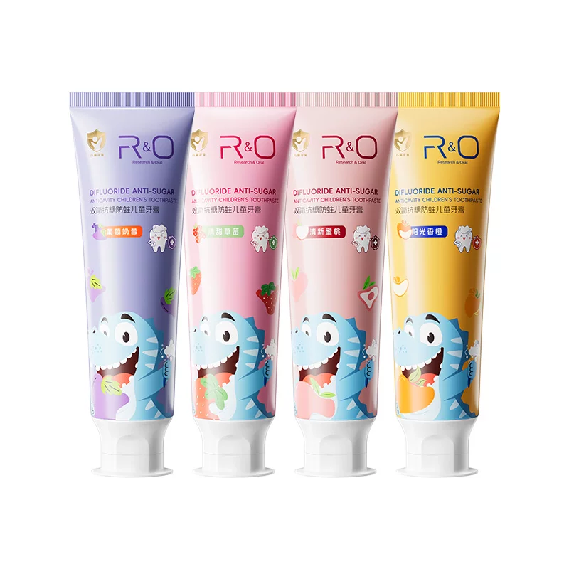 RO双氟抗糖防蛀固齿儿童牙膏清新水果味温和护齿换牙期