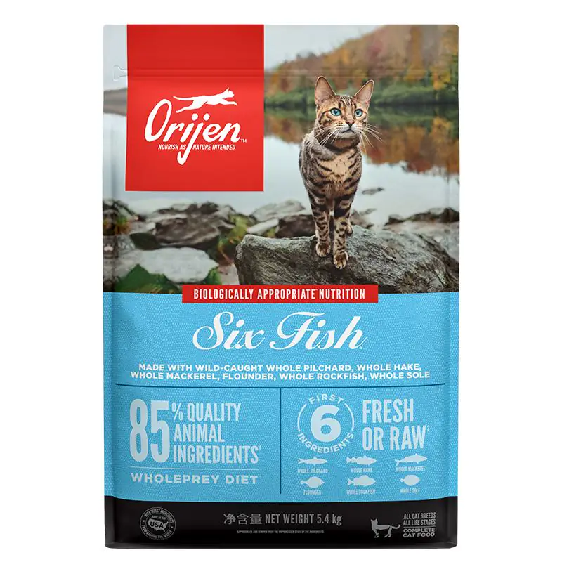 Orijen原始猎食渴望猫粮全价六种鱼猫粮5.4kg亮毛进口成幼猫粮