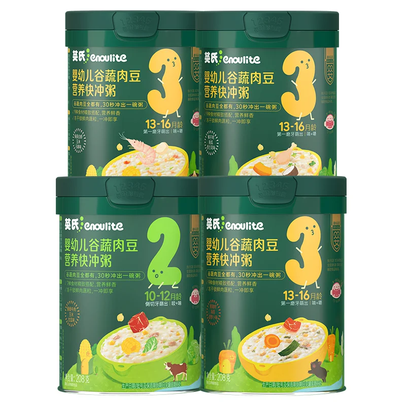 英氏冲冲粥冲冲面婴幼儿宝宝米粉快冲粥即食儿童辅食肉粥早餐9月+