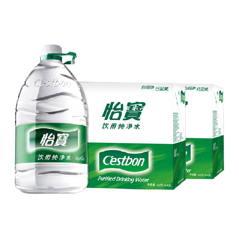 【下拉有秒杀补贴】超级桶怡宝饮用水纯净水非矿泉水4.5l*8桶大包