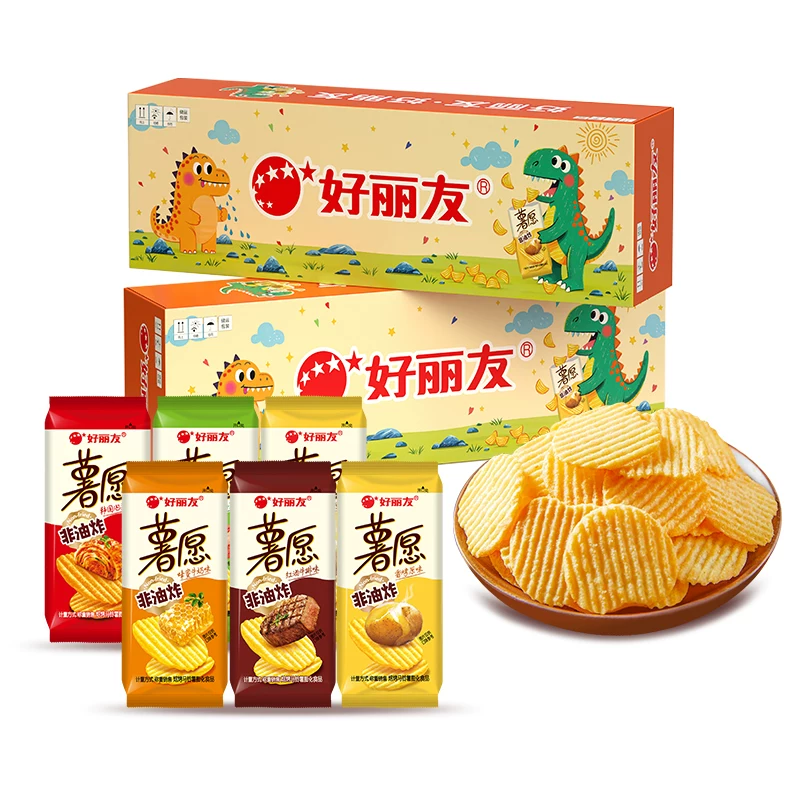 好丽友薯愿薯片恐龙限量版多口味2P×1盒（共2包）非油炸零食