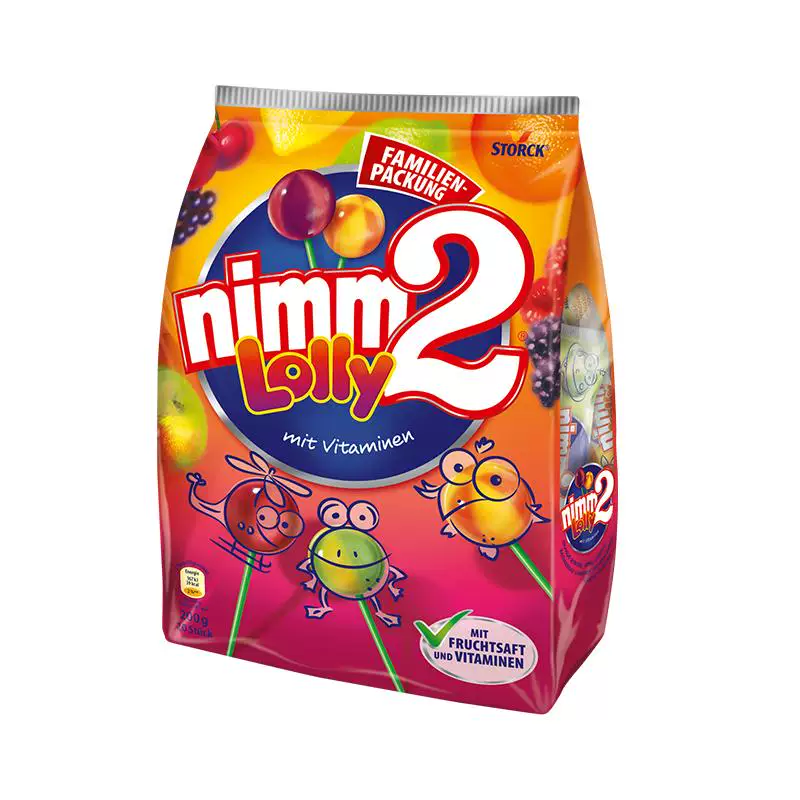 【自营】德国nimm2二宝果汁棒棒糖儿童零食硬糖200g