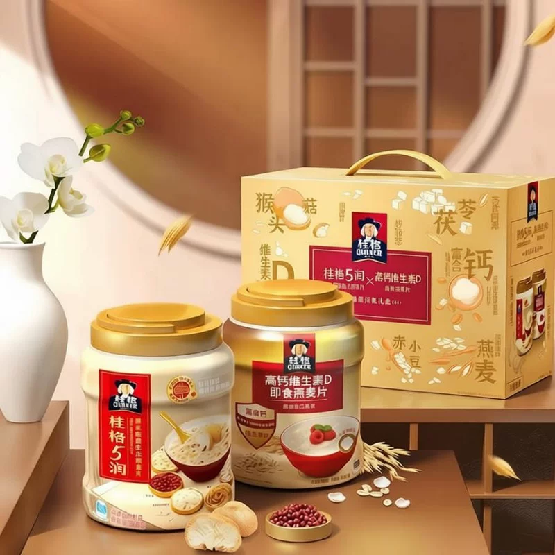 桂格5润高钙维生素D麦片节庆礼盒1720g饱腹代餐送礼饱腹早餐高纤