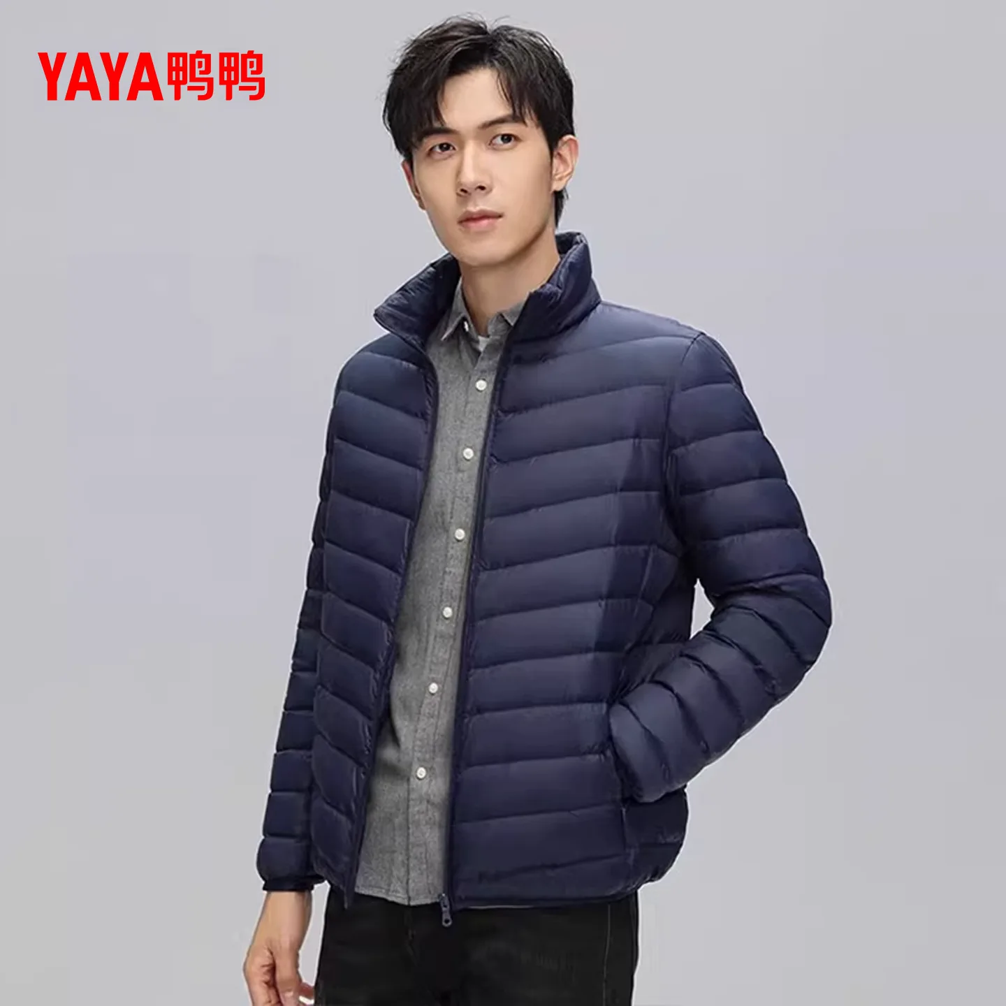 鸭鸭轻薄羽绒服男2026年秋冬立领排骨运动短款鸭绒保暖休闲短外套