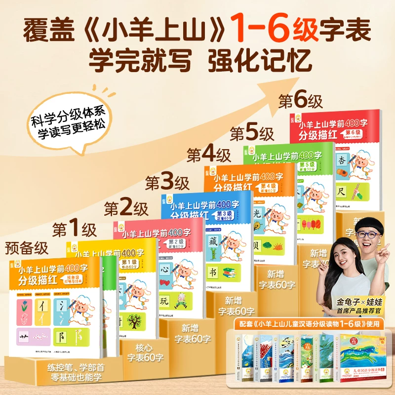 【活动专享】小羊上山学前400字分级描红 覆盖小羊上山字表 预备级基础控笔1-6级