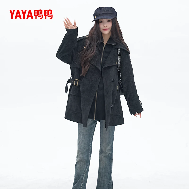 鸭鸭羽绒服女士2026年秋冬新款时尚休闲派克服翻领百搭保暖短外套