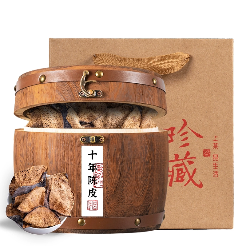 DT翠春园原产区十年老树陈皮泡水茶自然生晒老陈皮年货木桶装200g