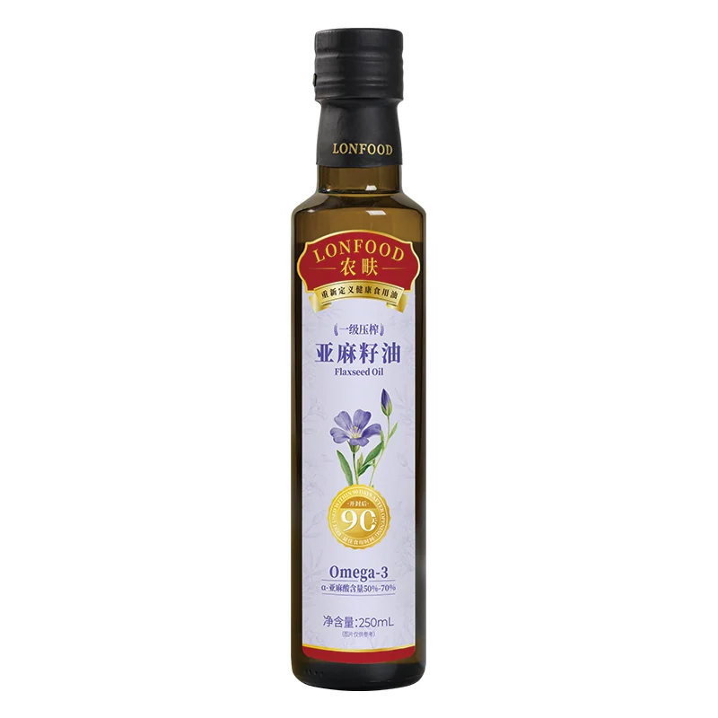 农畉LONFOOD一级冷榨亚麻籽油食用油直接喝官方旗舰店250ml