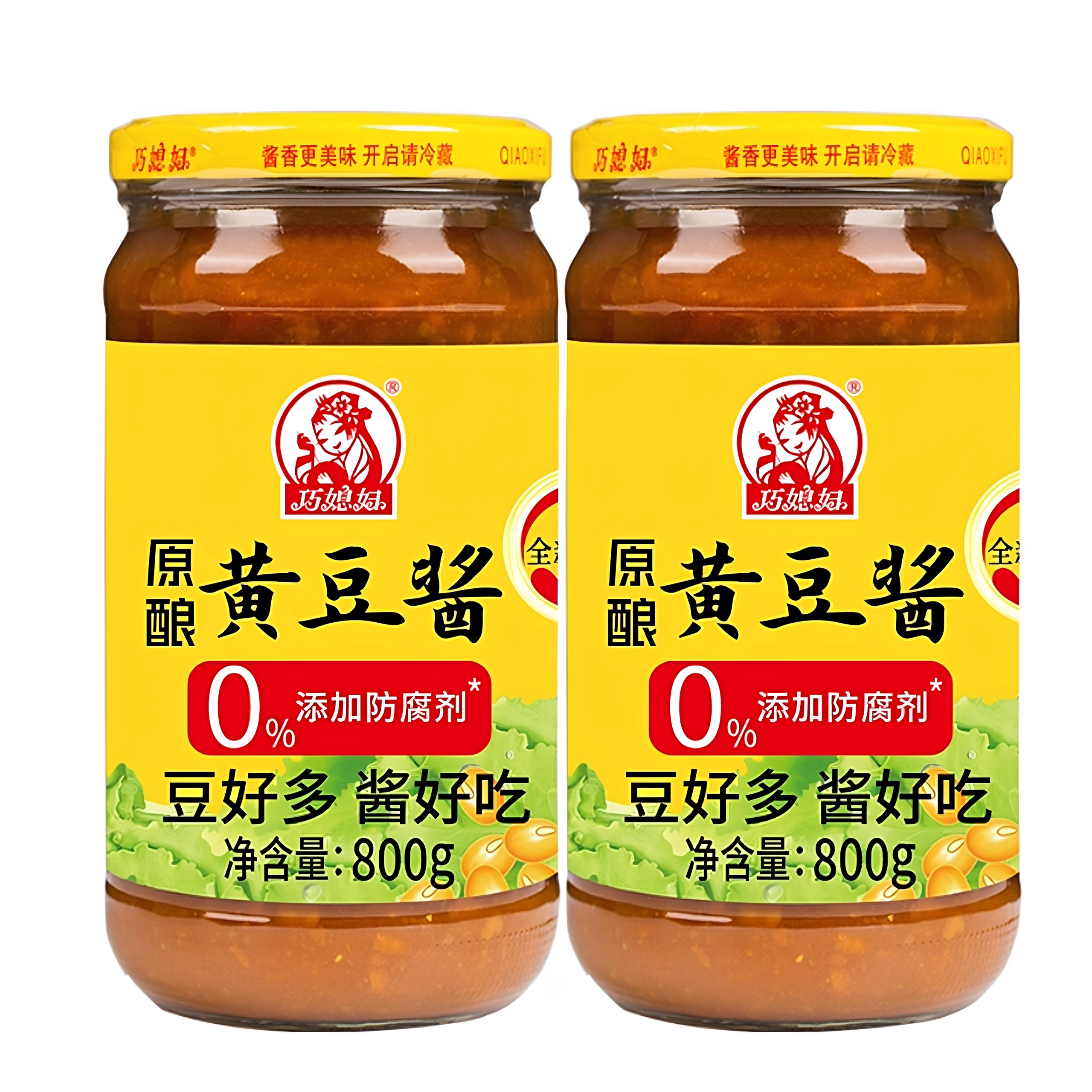 巧媳妇原酿醇酿黄豆酱家用红烧拌饭卤炖炒菜炸酱面葱蘸酱800g*2瓶