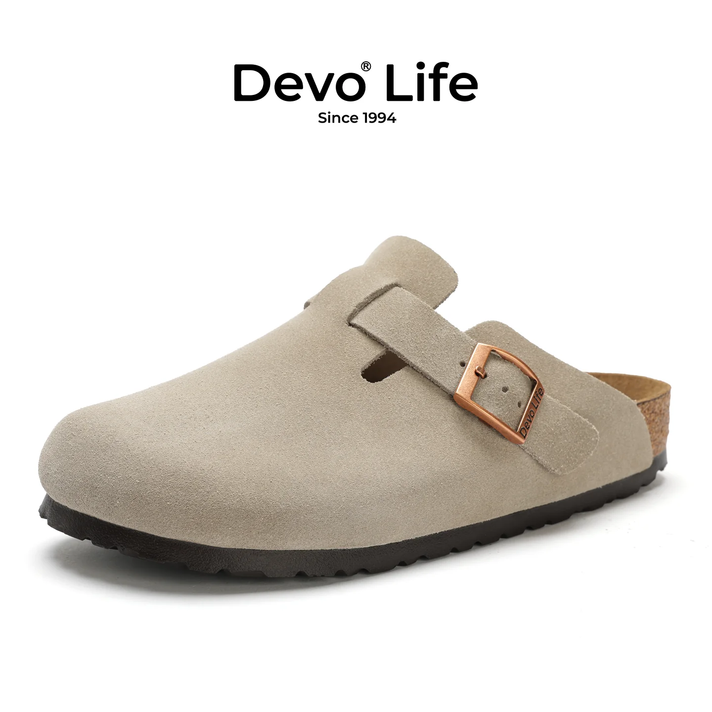 Devo/的沃半包复古情侣半拖套脚半包跟平跟包头博肯鞋3624