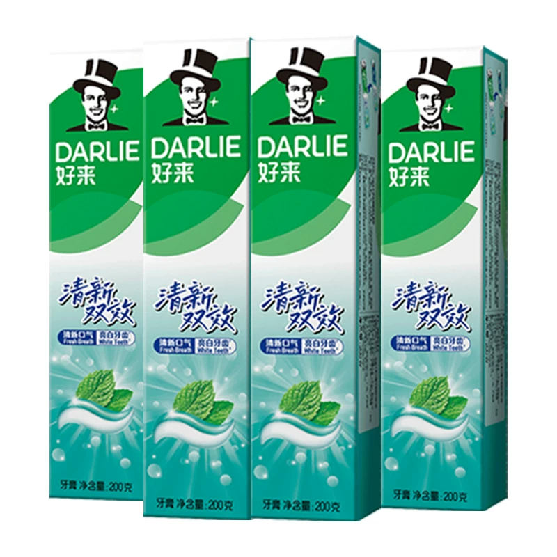 DARLIE好来(原黑人)牙膏清新双效大容量清新口气美白去渍200g*4支