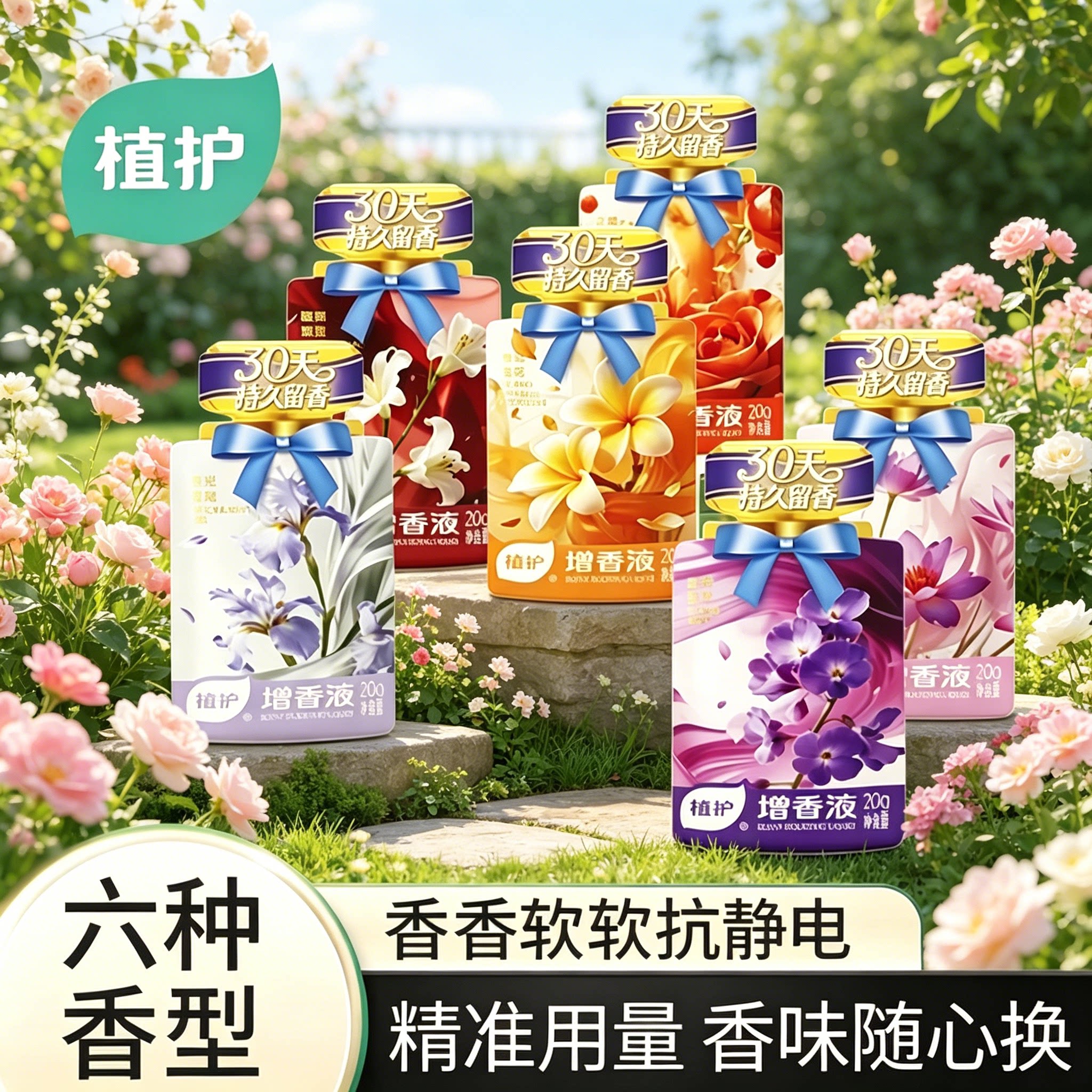 植护增香液衣物柔顺剂独立小袋装浓缩浓香除菌剂防静电护衣增柔