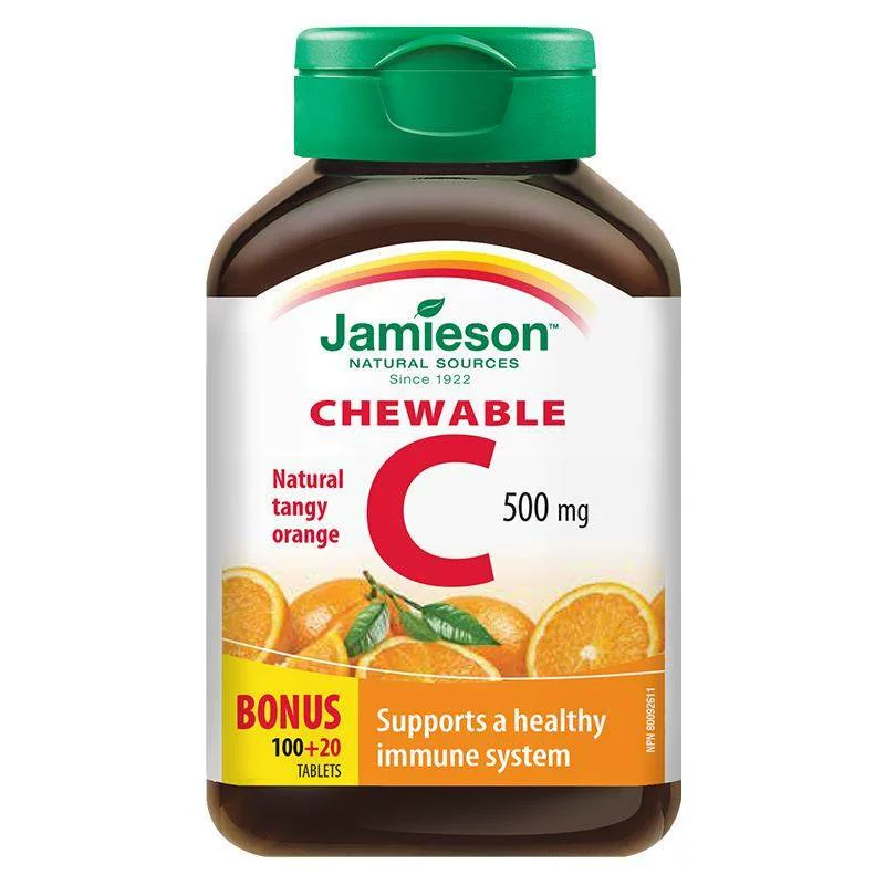 jamieson健美生维生素cvc咀嚼片维c果肉120片橙味进口VC维他命C