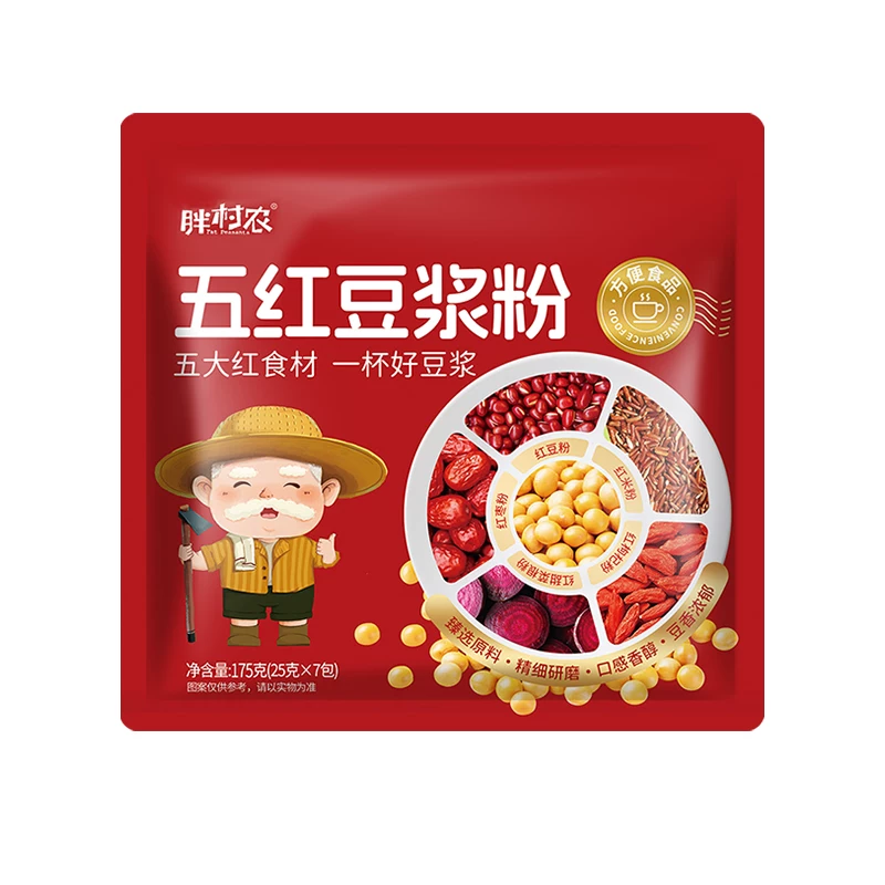 胖村农五红豆浆粉女士营养早餐冲泡即食红枣豆奶粉冲饮代餐食品
